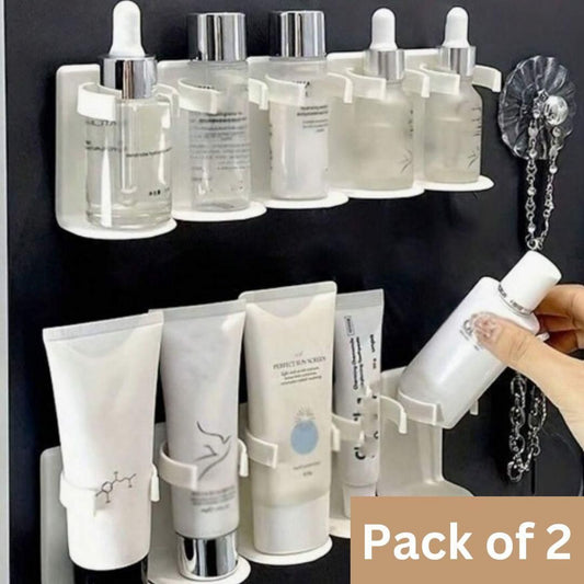 Cosmetic Organizer 5 Grid Plastic [No Punching Cuttable Storage Holder] (Pack of 2)