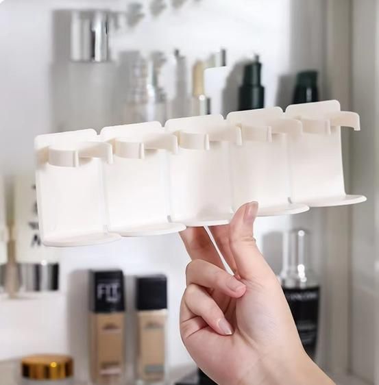 Cosmetic Organizer 5 Grid Plastic [No Punching Cuttable Storage Holder] (Pack of 2)